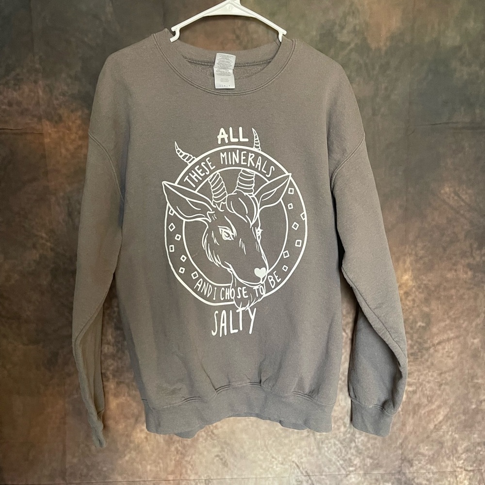 Gildan Gray Graphic Crewneck Salty Sweater